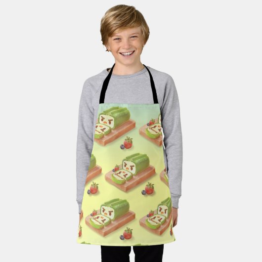Matcha Cake Roll Illustration Schürze (Getragen)