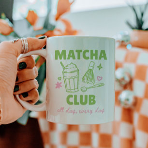 Matcha Club Grün & Pinke Kritzeleien Sommer Kaffeetasse