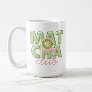 Matcha Club Grün und Rosa Ästhetik Süße Rückseite Kaffeetasse