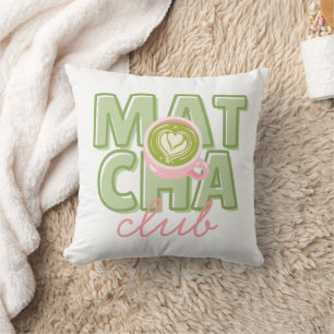 Matcha Club Grün und Rosa Ästhetik Süße Rückseite Kissen
