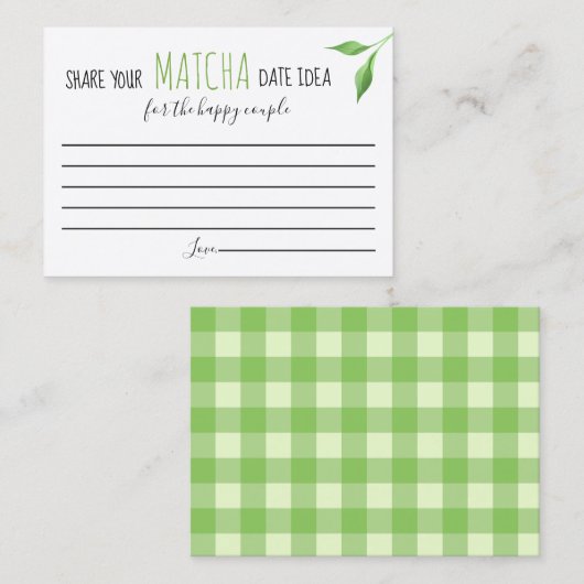 Matcha Couples Shower Game Date Idea Card Platzkarte (Vorne/Hinten)