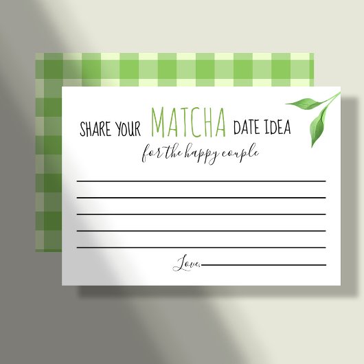 Matcha Couples Shower Game Date Idea Card Platzkarte
