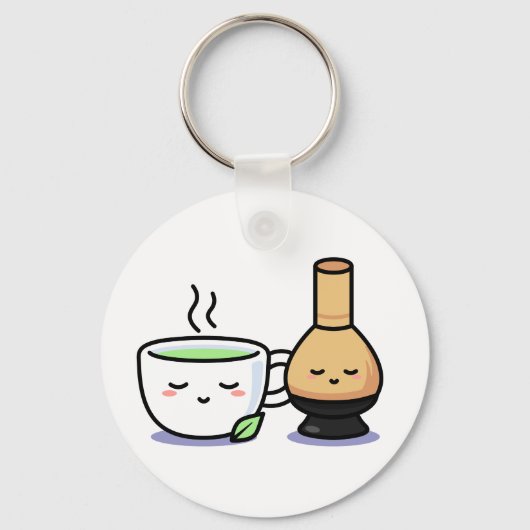 Matcha Cup Whisk Japanischer Grüner Tee Cartoon Schlüsselanhänger (Vorderseite)