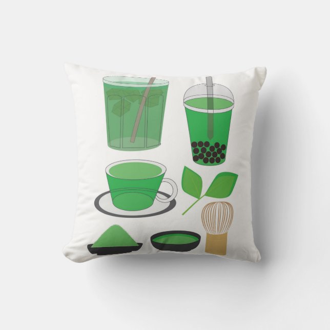 Matcha Drinks Set Kissen (Vorderseite)