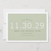 Matcha Green Modernes Minimalistisches Foto fett Z Save The Date (Vorderseite)