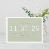 Matcha Green Modernes Minimalistisches Foto fett Z Save The Date (Stehend Vorderseite)