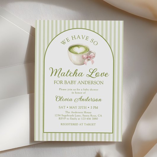 Matcha Green Tea Baby Shower  Einladung