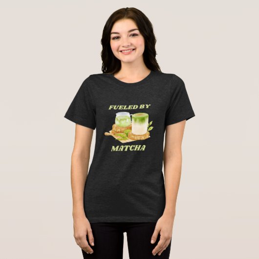 Matcha Green Tea Bubble Tea Lover Tri-Blend Shirt (Vorderseite voll)