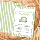 Matcha Green Tea Hand Drawn Baby Shower Einladung
