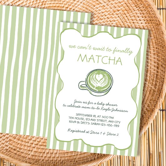 Matcha Green Tea Hand Drawn Baby Shower Einladung