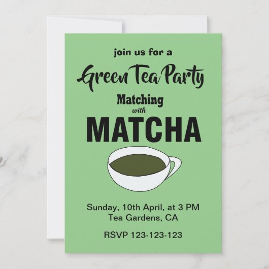 Matcha Green Tea Party Einladung (Vorderseite)