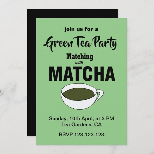 Matcha Green Tea Party Einladung (Vorne/Hinten)
