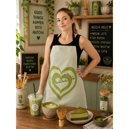 Matcha Green Tee , Retro y2k Herz Schürze