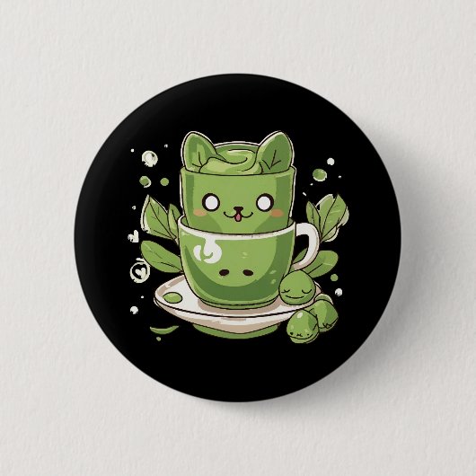 Matcha-grüner Tee Button (Vorderseite)