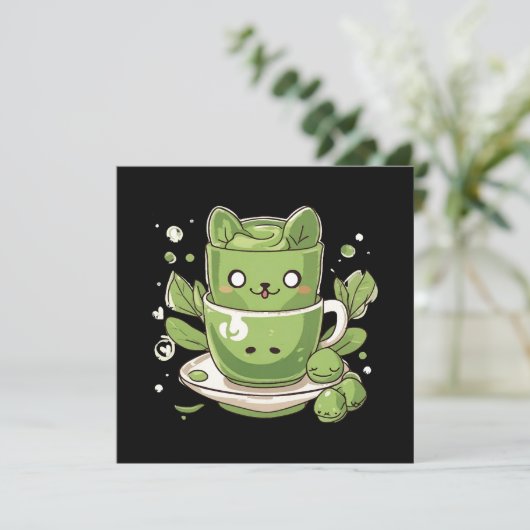 Matcha-grüner Tee Einladung (Stehend Vorderseite)