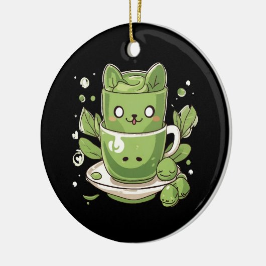 Matcha-grüner Tee Keramik Ornament (Links)