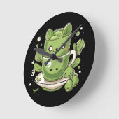 Matcha-grüner Tee Runde Wanduhr (Winkel)