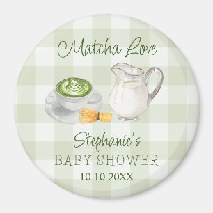 Matcha-Grüntee-Gingham-Baby-Shower-Tombola-Preis Magnet