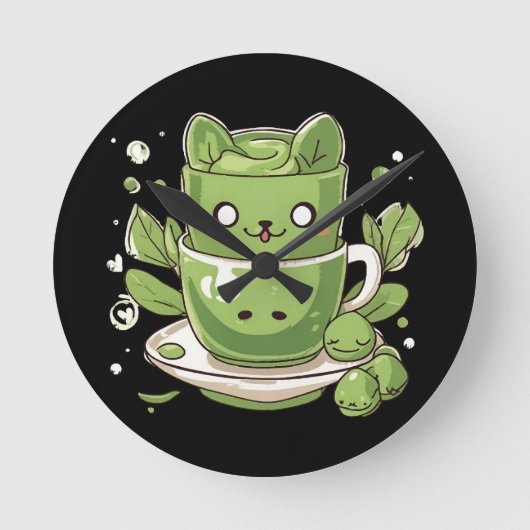 Matcha-Grüntee Runde Wanduhr (Vorderseite)