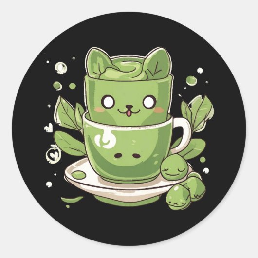 Matcha-Grüntee Runder Aufkleber (Vorderseite)