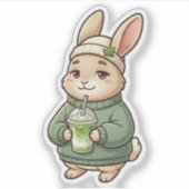 Matcha Hase Aufkleber (Vorderseite)