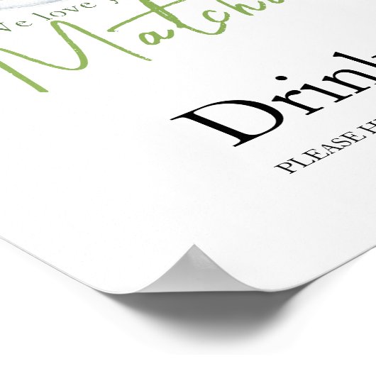 Matcha Latte Baby Dusche - Getränke Poster (Ecke)