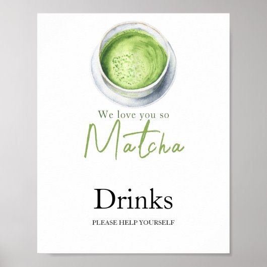 Matcha Latte Baby Dusche - Getränke Poster (Vorne)