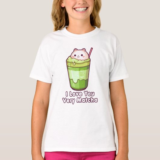 Matcha Latte Cat Tshirt Kids T-Shirt (Vorderseite)