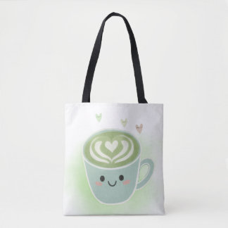 Matcha Latte Heart Shoulder Tote Bag Tasche