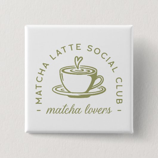 Matcha Latte Liebhaber Mädchenkollegen auf Grün Button (Vorderseite)