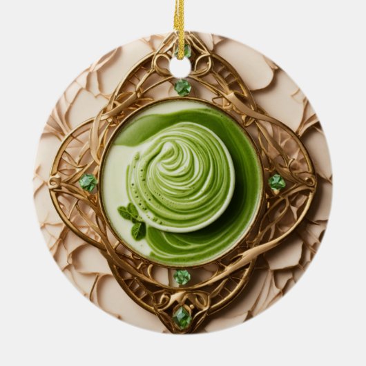Matcha Latte Prism Keramik Keramik Ornament (Hinten)