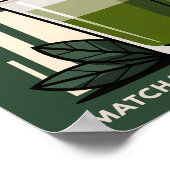 Matcha Latte Retro Dunkelgrün Cafe Grafik Poster (Ecke)