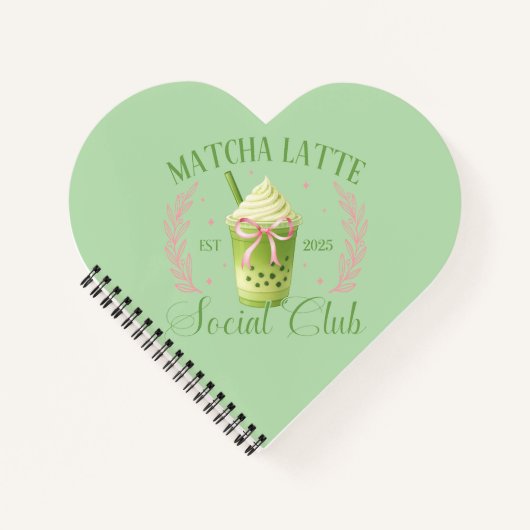 Matcha Latte Social Club Herz Spirale Notebook Notizblock (Vorderseite)