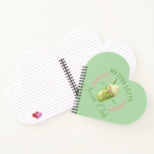 Matcha Latte Social Club Herz Spirale Notebook Notizblock (Innenseite)