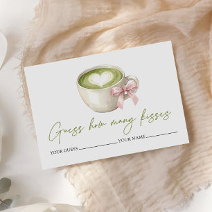 Matcha Latte Wie viele Küsse Brautparty-Spiel Begleitkarte