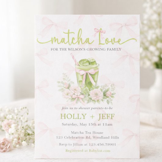Matcha Love Baby Shower Einladung | Grüner Tee