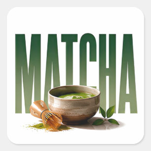 Matcha Luxus-Tea-Editorial-Grafik  Quadratischer Aufkleber