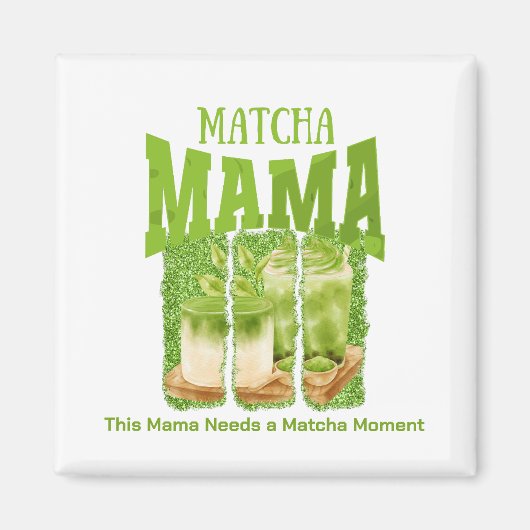 MATCHA MAMA Green Glitzer Brush Stroke Magnet (Vorne)