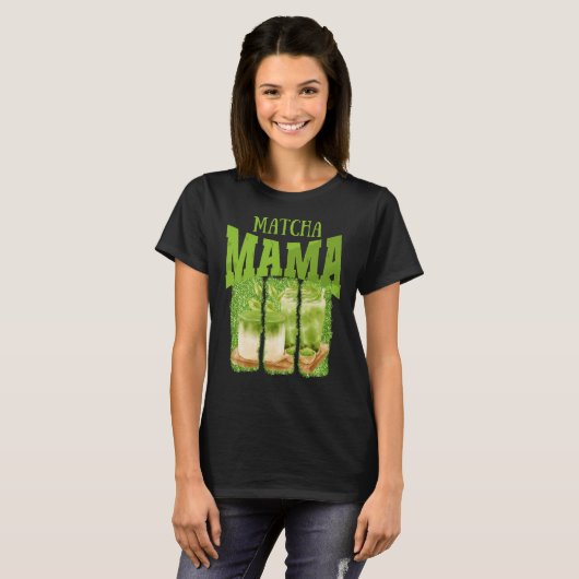MATCHA MAMA Green Glitzer Brush Stroke T-Shirt (Vorne ganz)
