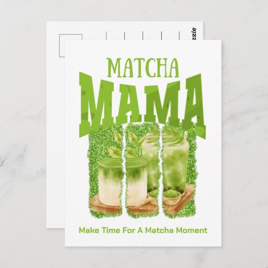MATCHA MAMA Green Tee Glitzer Mama Gran Café Postkarte (Vorne/Hinten)