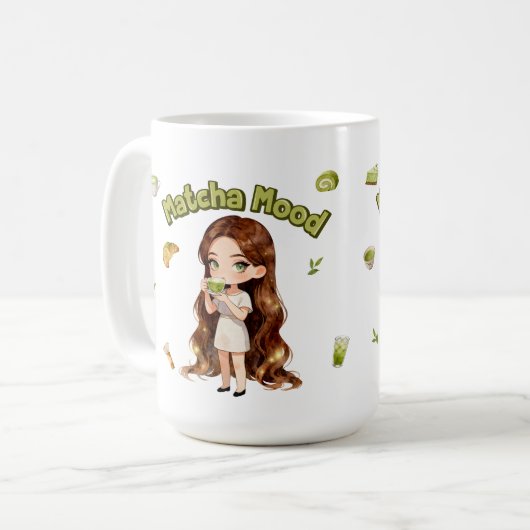 Matcha Mood Aesthetic Design Cute Green Tea Vibes Kaffeetasse (Vorderseite Links)