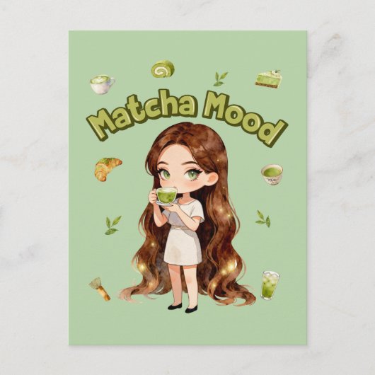 Matcha Mood Aesthetic Design Cute Green Tea Vibes Postkarte (Vorderseite)