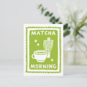 Matcha Morgen Grüner Tee Kulinarik Postkarte (Stehend Vorderseite)