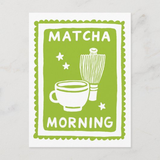 Matcha Morgen Grüner Tee Kulinarik Postkarte (Vorderseite)