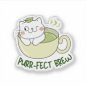 Matcha Purrfect Brew Katze Aufkleber (Vorderseite)