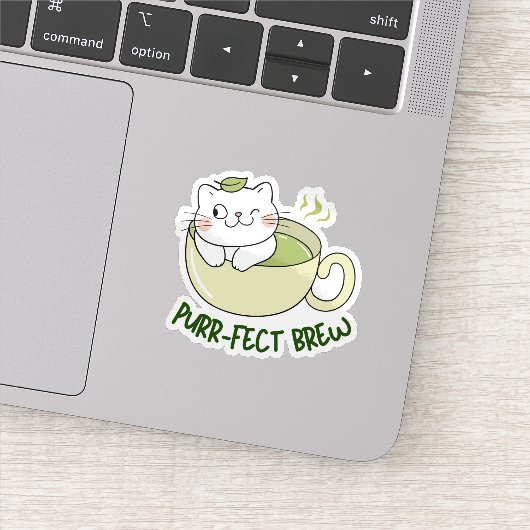 Matcha Purrfect Brew Katze Aufkleber (Detail)