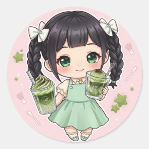 Matcha Runder Aufkleber