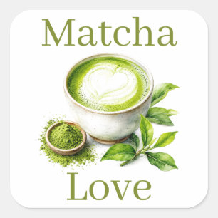 Matcha-Sticker Quadratischer Aufkleber