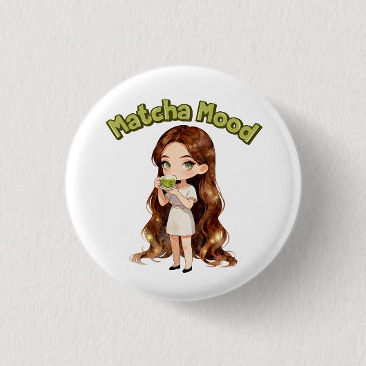 Matcha-Stimmung Ästhetisches Design Süße Grüntee-V Button (Vorderseite)