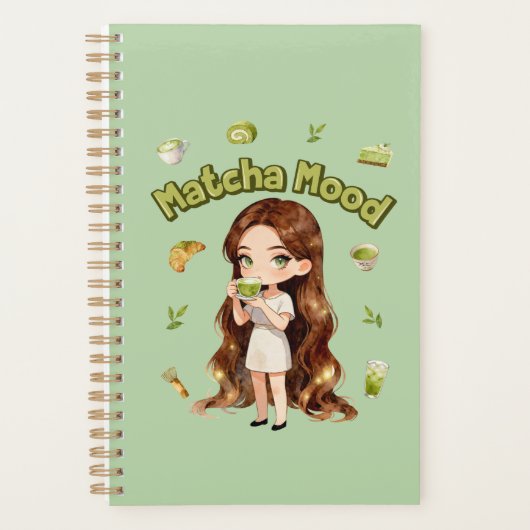 Matcha-Stimmung Ästhetisches Design Süße Grüntee-V Planer (Vorderseite)